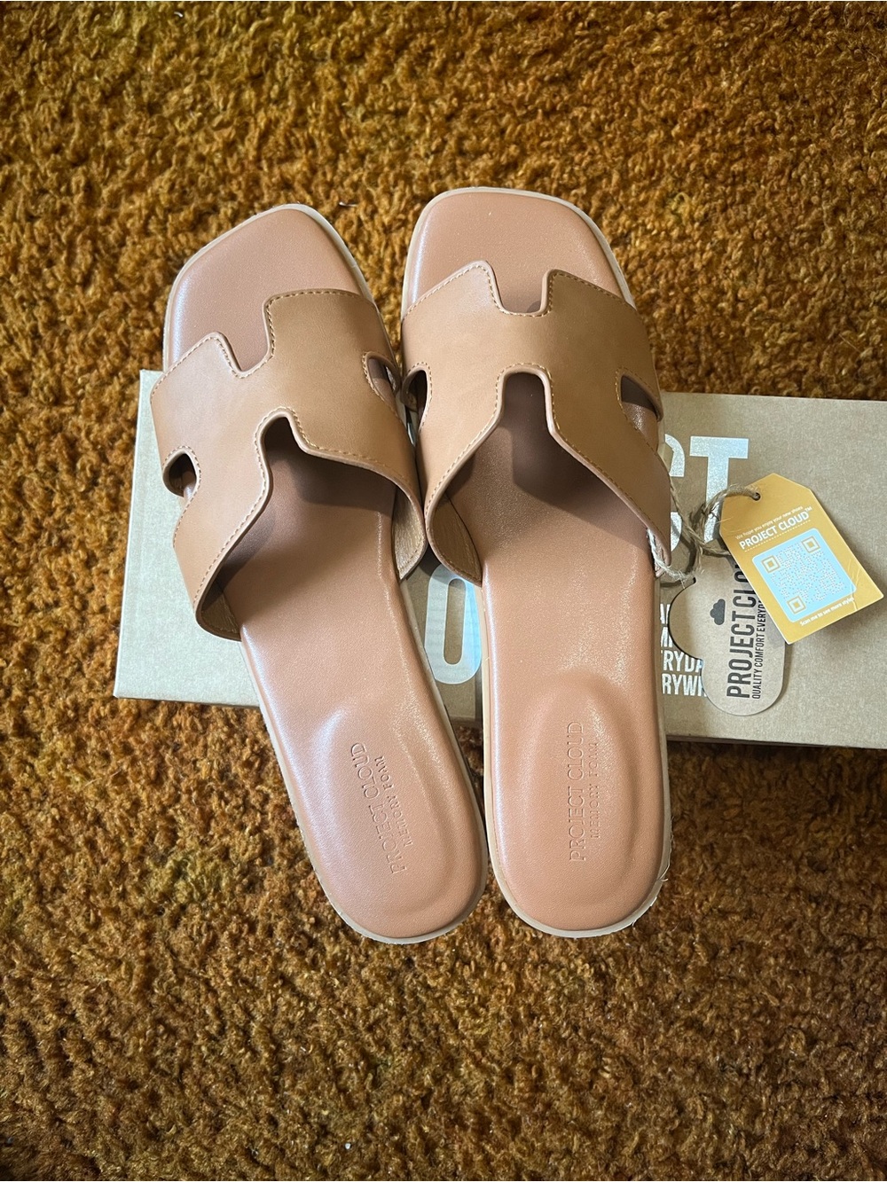 Project Glove Women's Slide Sandals in Tan Faux-Leather